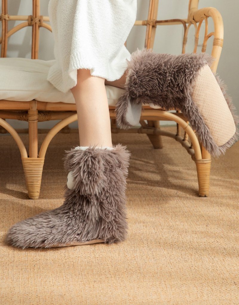 Womens Winter Cartoon Slipper Socks with Big Eyes Non-slip Floor Socks